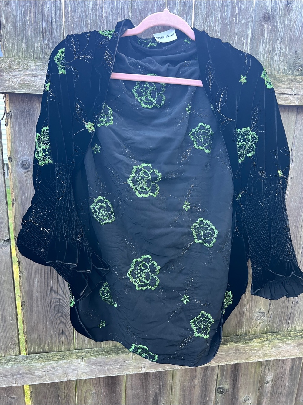 Black velvet embroidered shrug